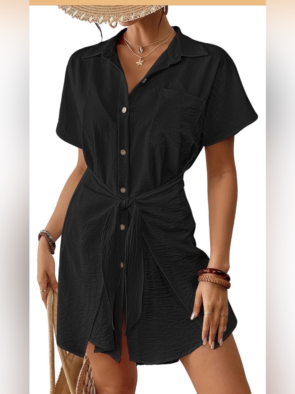Bsubseach Womens Swimsuit Coverup Tie Beach Shirt Dresses